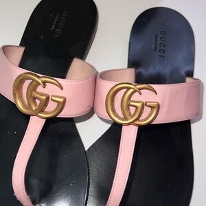 Gucci Pink Sandals with Gold Accents